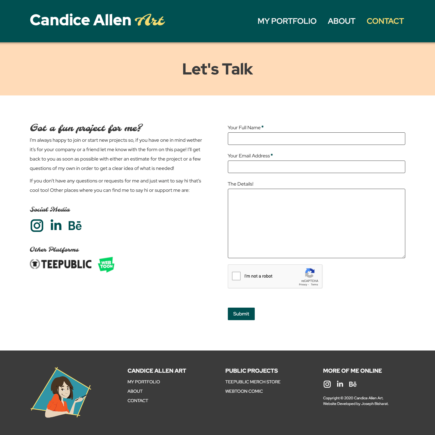 Joseph Bisharat - Projects - Candice Allen Art - Contact