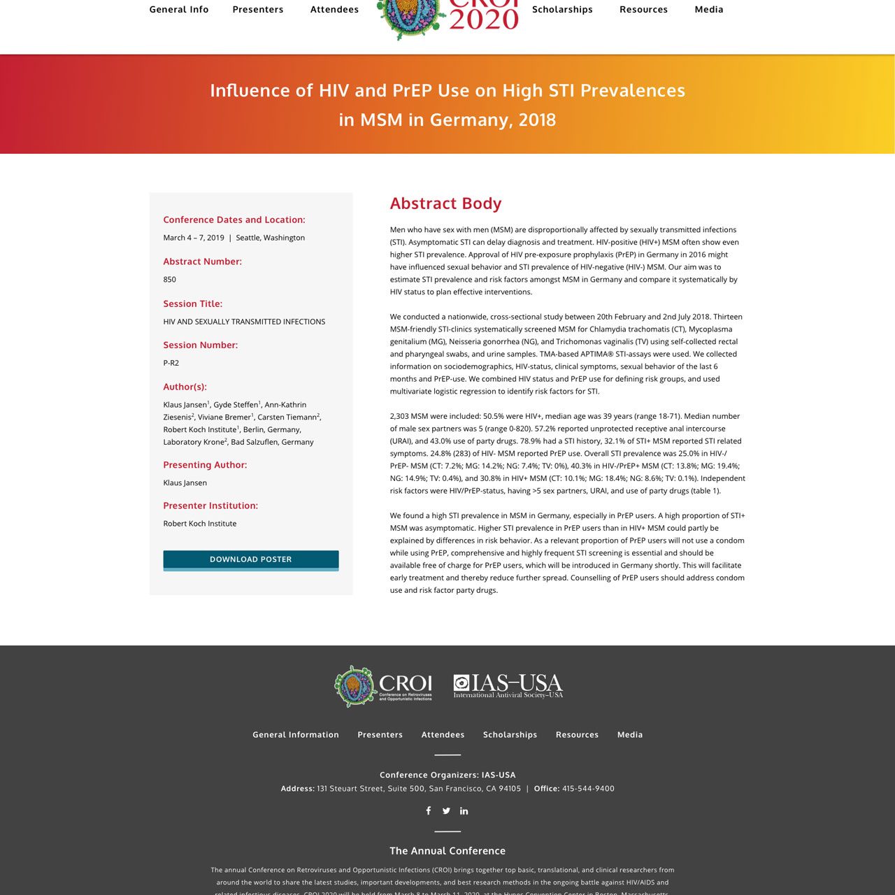 Joseph Bisharat - Projects - CROI Conference - Abstract Example