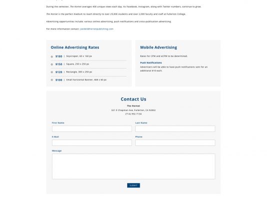 Joseph Bisharat - Projects - Fullerton College Hornet - Advertising