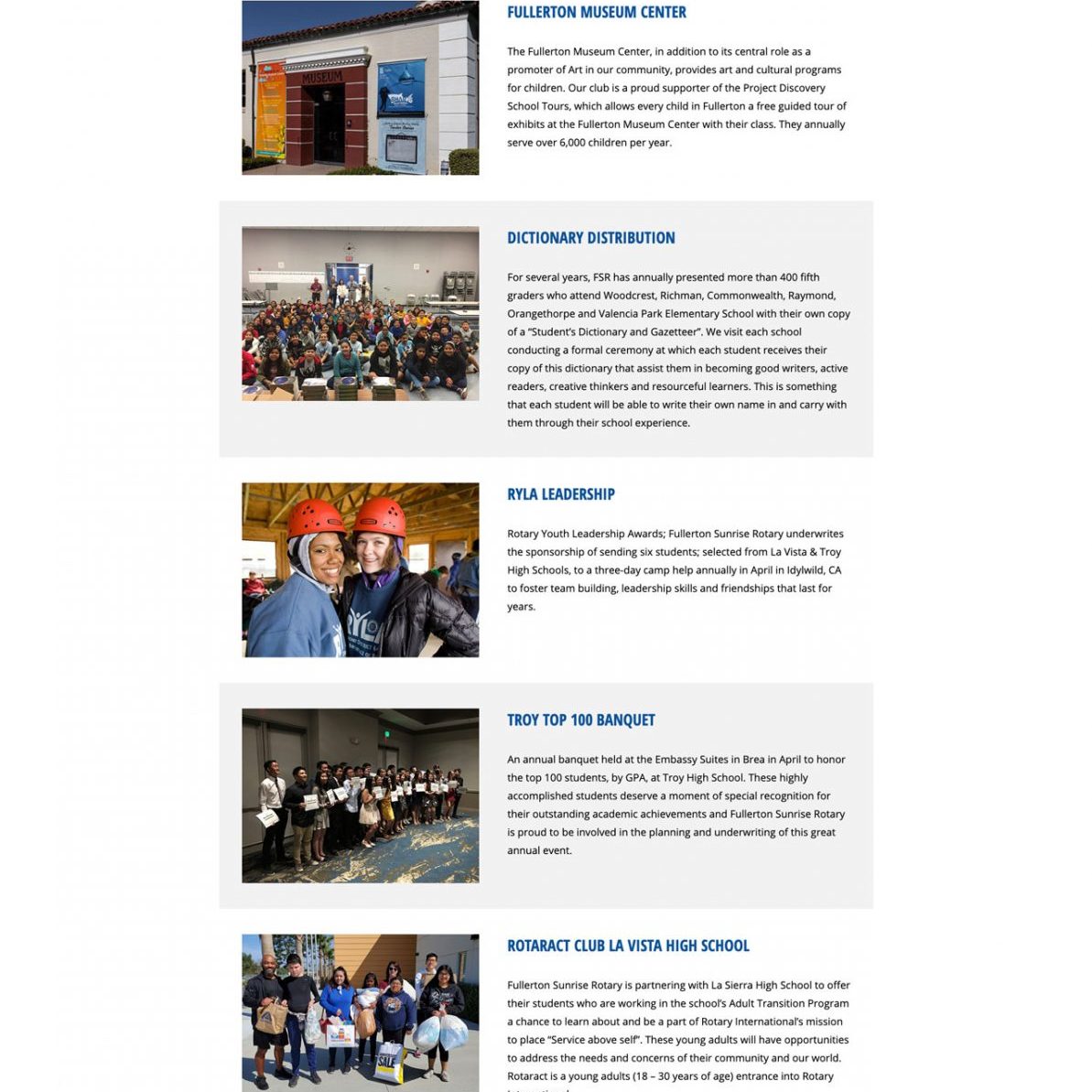 Joseph Bisharat - Projects - Rotary Fullerton Sunrise - What We Do