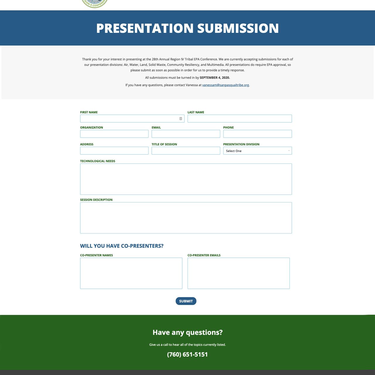 Joseph Bisharat - Projects - Tribal EPA - Submission Example