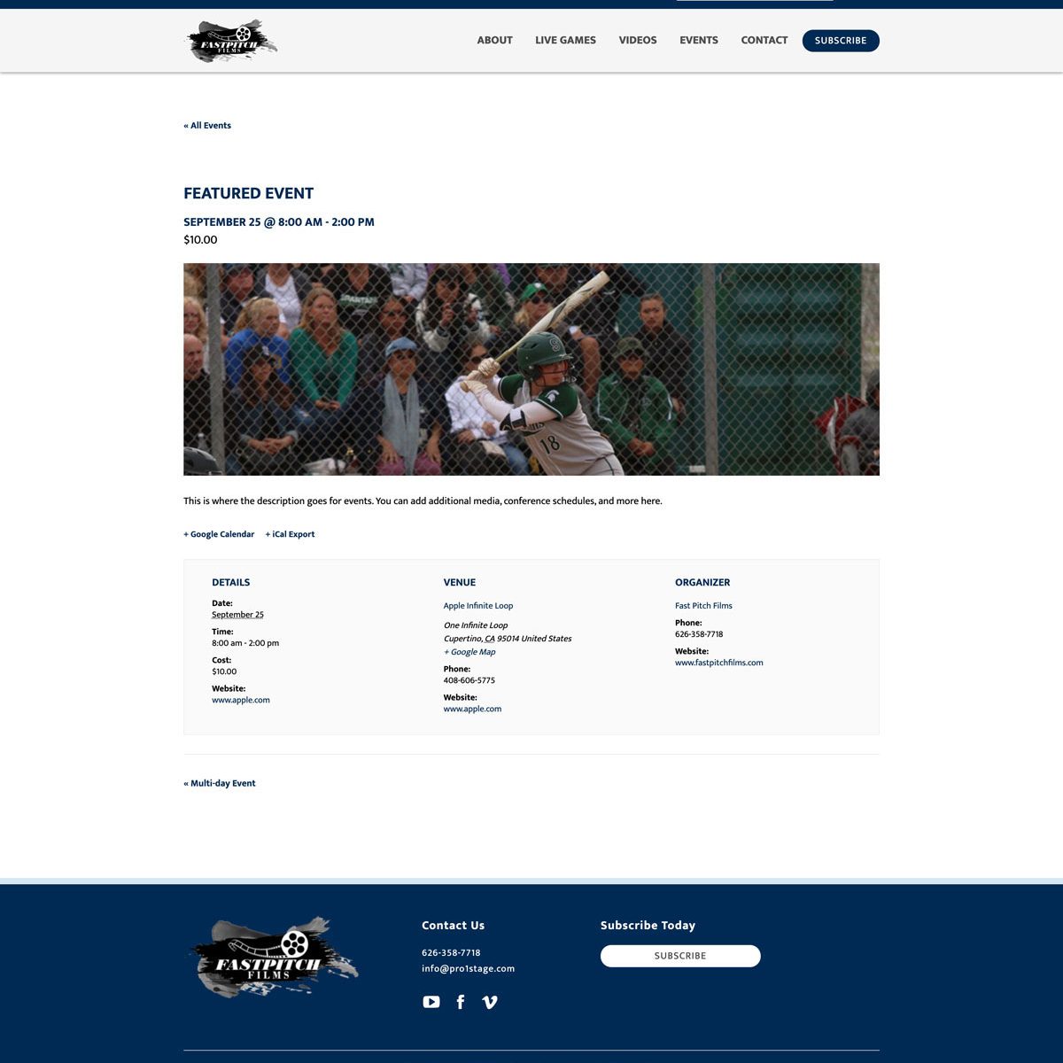 Joseph Bisharat - Projects - Fast Pitch Films - Events Example