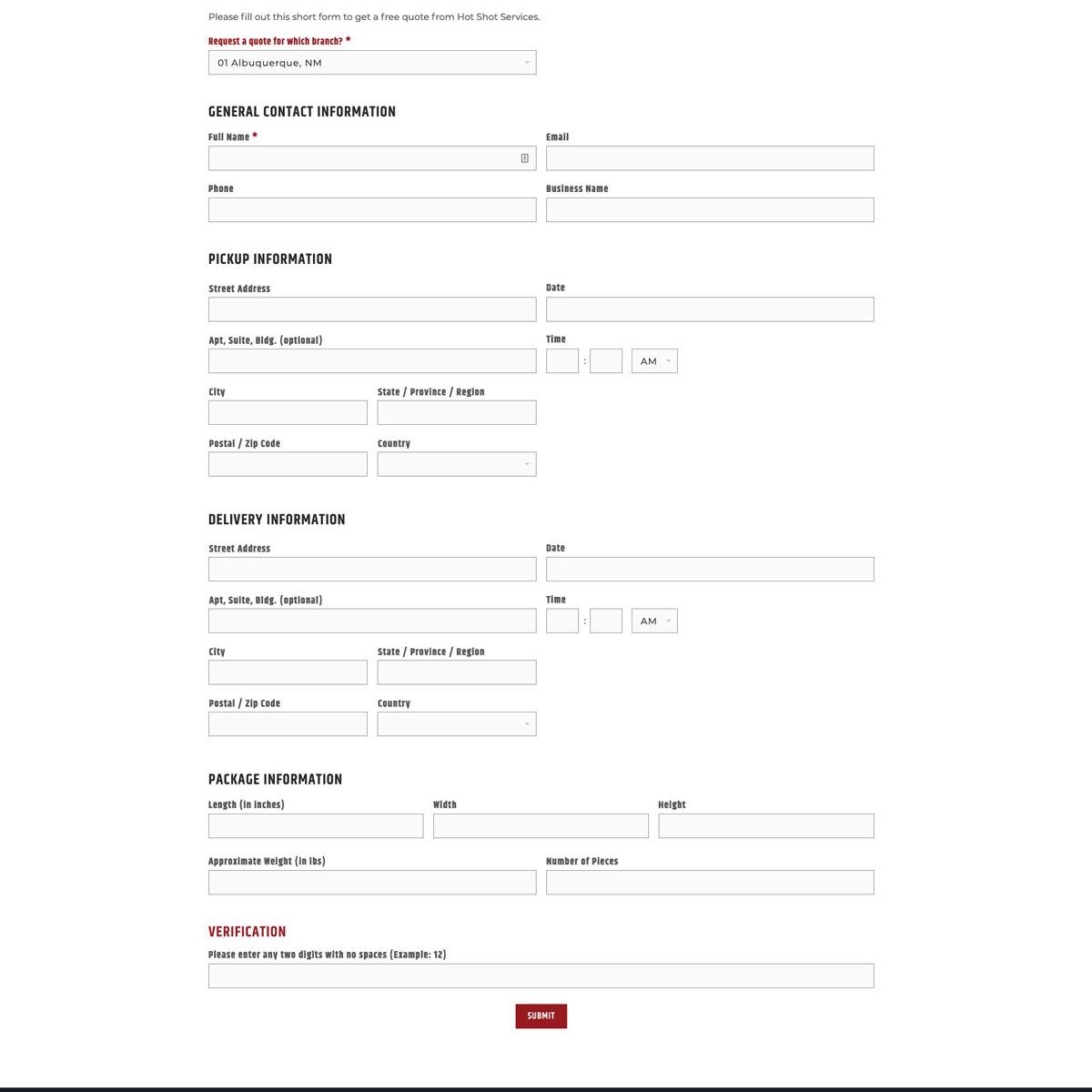 Joseph Bisharat - Project - Hot Shot Services - Place Order